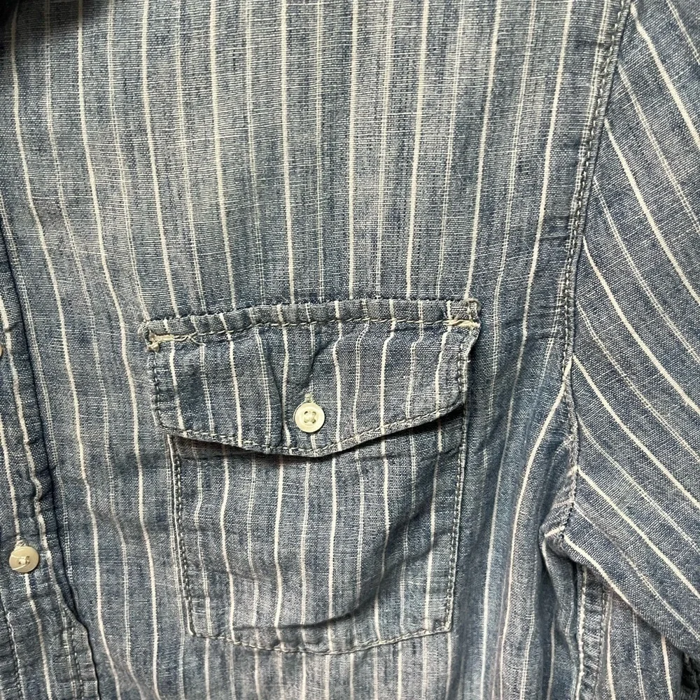 H&M Blue and White Striped Shirt. Medium - Picture 4 of 5